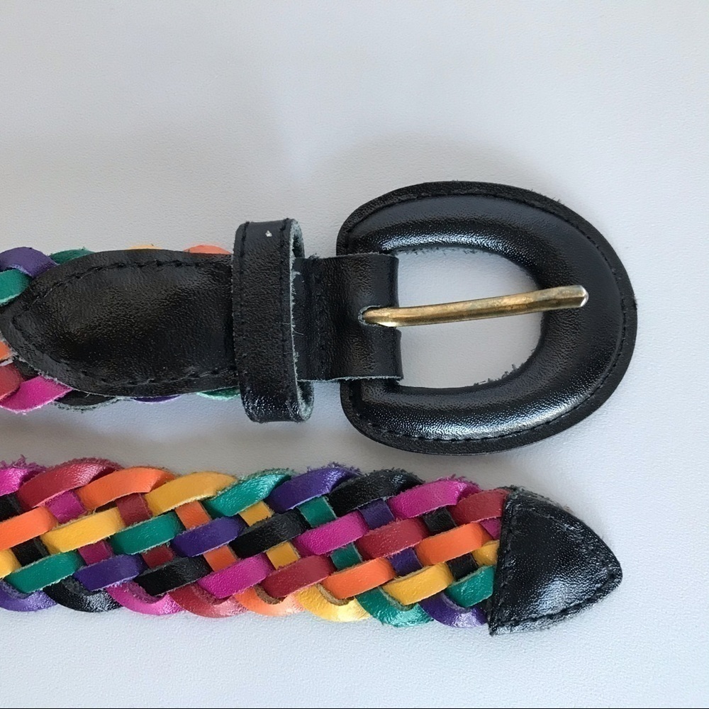 Chic Y2K Multi Color Braided Split Leather Belt - Picture 5 of 8